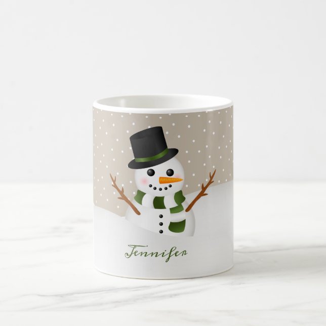 Mug Charmant Snowman Avec Nom Personnalisé Noël (Centre)