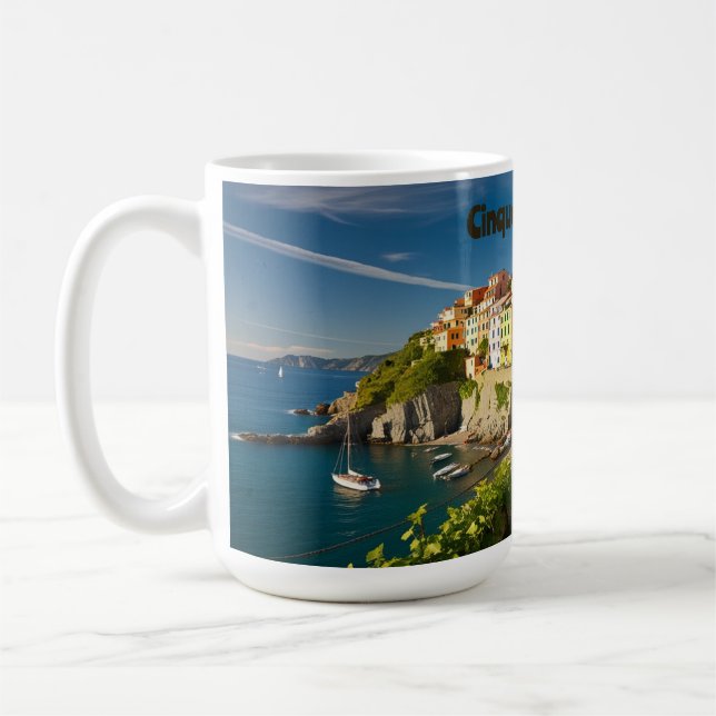 Mug Charme côtier Cinque Terre Italie Aquarelle | (Gauche)