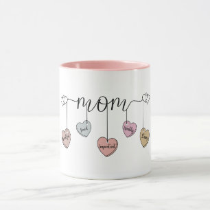 Mug Charme de cœur de maman sincère : fête des mères e