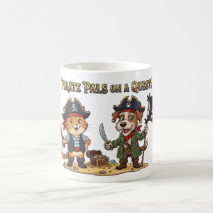 Mug Chasse au trésor de chat et chien pirate mignons