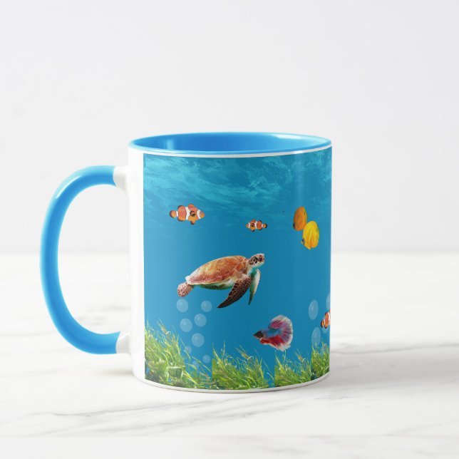 Mug Chasse au trésor sous-marin Sirène Imaginaire bleu (Gauche)
