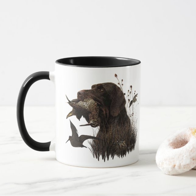 Mug Chasse en laine avec pointeur À poils durs alleman (Avec donut)