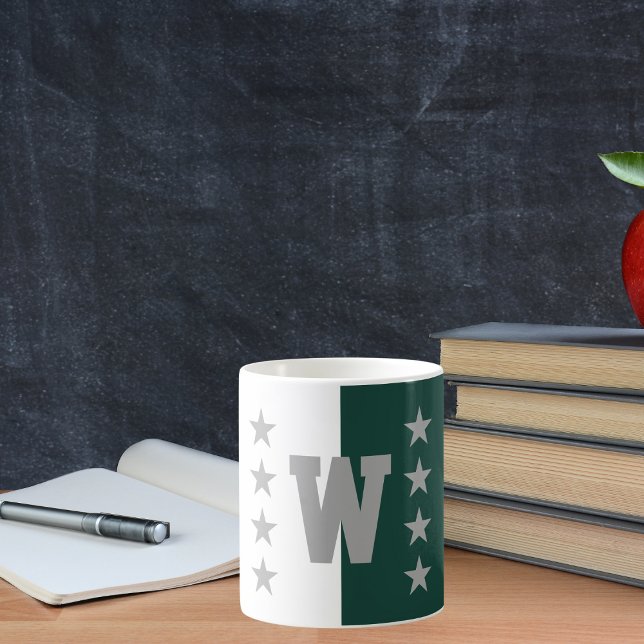 Mug Chasseur de couleurs de collège Vert et blanc (Créateur téléchargé)