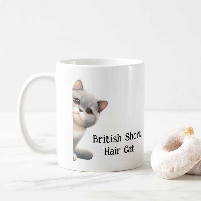 Mug Chat à cheveux court britannique (Avec donut)
