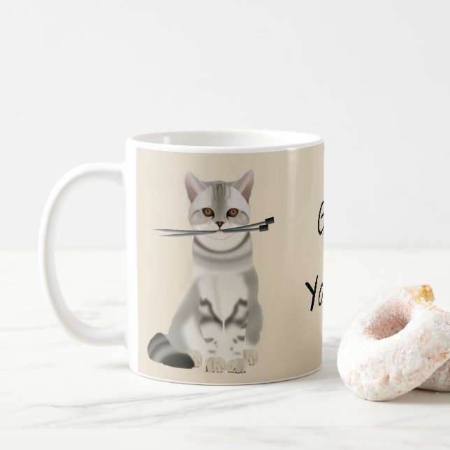 Mug Chat "a obtenu fil" de la typographie | avec des (Avec donut)