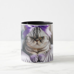 Mug Chat américain à poil court avec un nœud