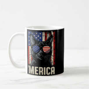 Mug Chat américain patriotique drapeau États-Unis lune