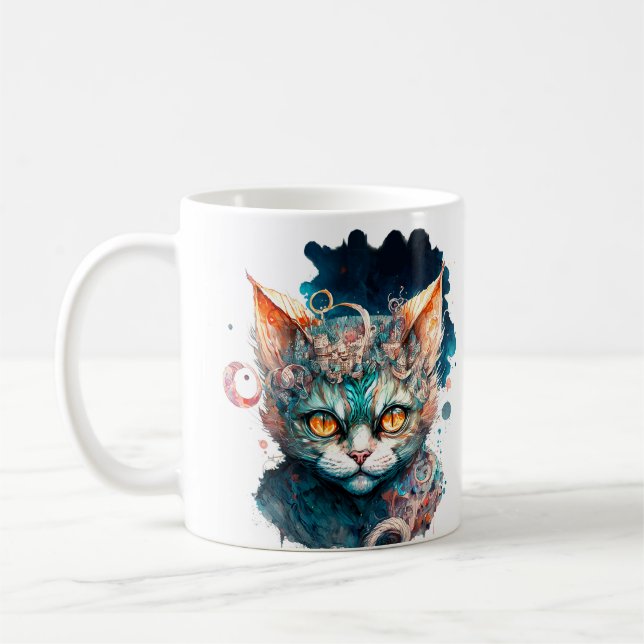 Mug Chat aquarelle en style steampunk (Gauche)