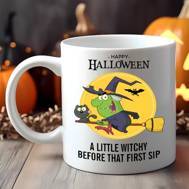 Mug Chat au balai de sorcière Halloween (Créateur téléchargé)