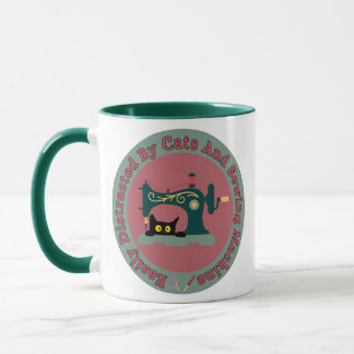 Mug Chat au métier à coudre Rétro