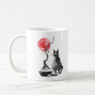 Mug Chat avec Bonsai et Citation Bouddha
