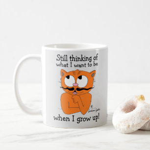 Mug Chat avec moustache de dessin animé et dicton drôl