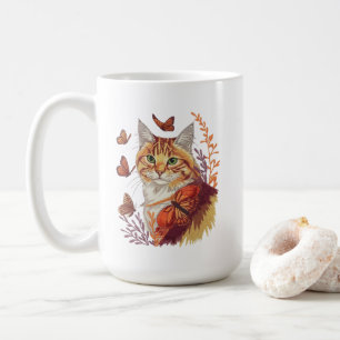 Mug Chat avec papillons Monarch