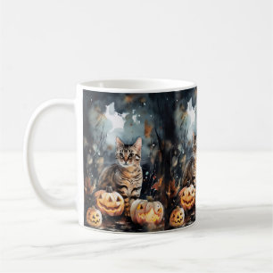 Mug Chat Bengal Halloween avec citrouilles effrayantes