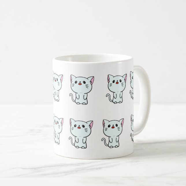 Mug Chat Blanc Kitten Design - Amoureux des animaux ad (Devant droit)