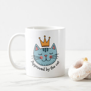 Mug Chat Bleu Fantaisiste Avec Une Couronne Jaune Pers