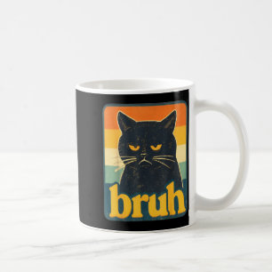 Mug Chat Bruh Vintage Rétro Mème Drôle Chat Noir