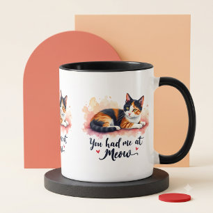 Mug Chat Calico Vous M'avez Eu À Miaou Aquarelle