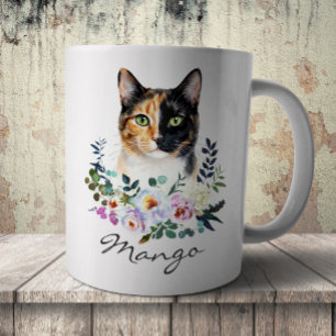 Mug Chat calicot tricolore à l'aquarelle