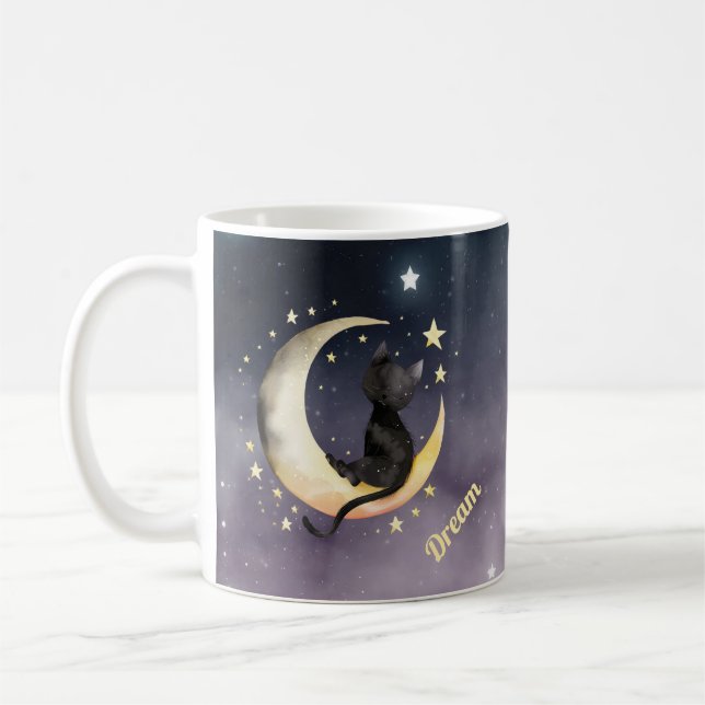 Mug Chat caricature mignon sur la lune (Gauche)