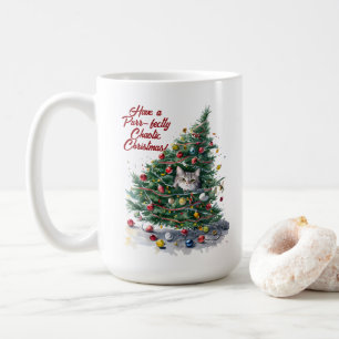 Mug Chat Chaos Arbre de Noël Design Aquarelle