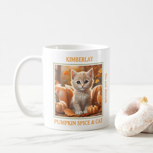 Mug Chat Chat Chat Citrouille Épice Nom Amoureux des c (Avec donut)