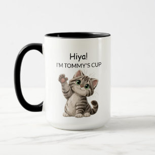 Mug Chat Chaton Tabby Mignon qui fait Coucou Per