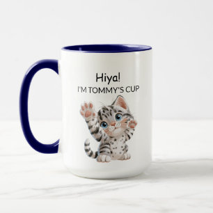 Mug Chat Chaton Tabby Mignon qui fait Coucou Per