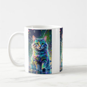Mug Chat coloré, éclaboussure, peinture, classement de