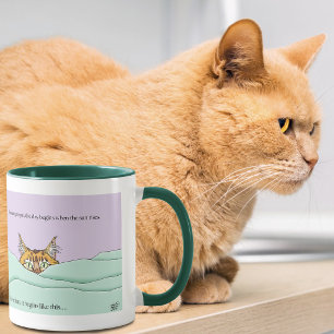 Mug Chat curieux roux Peekaboo Drôle Lavande Vert