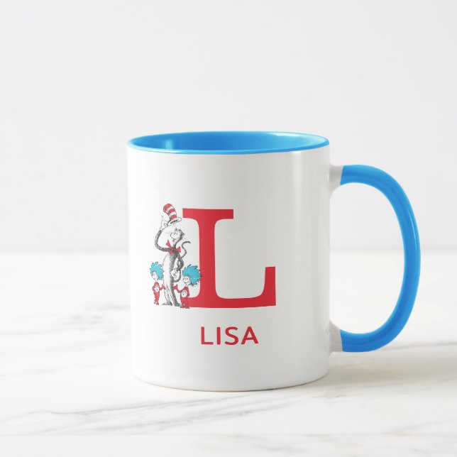 Mug Chat dans le Casquette, Chose Un Nom & Monogramme  (Droite)