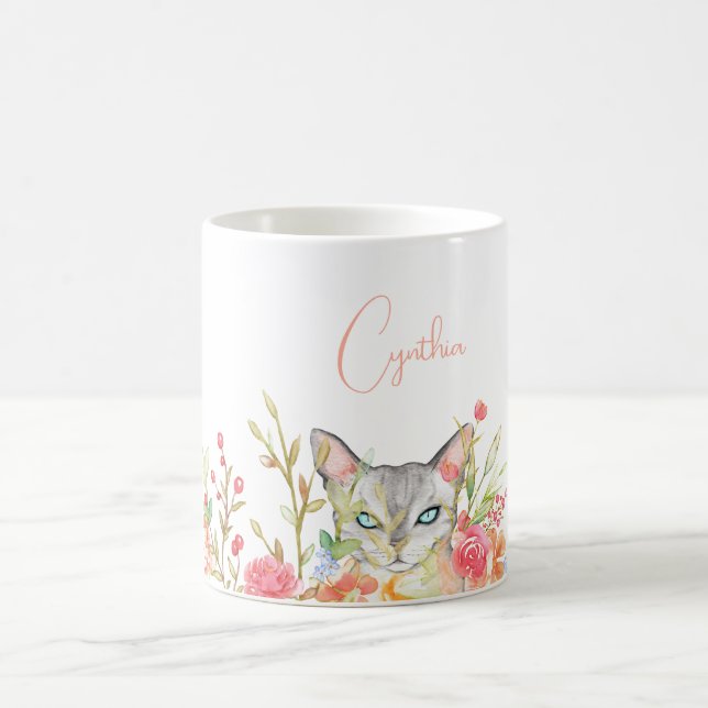 Mug Chat dans un jardin Customisé (Centre)