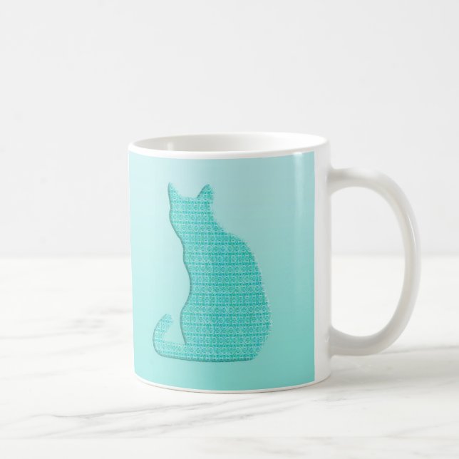 Mug Chat d'arabesque - nuances de turquoise (Droite)