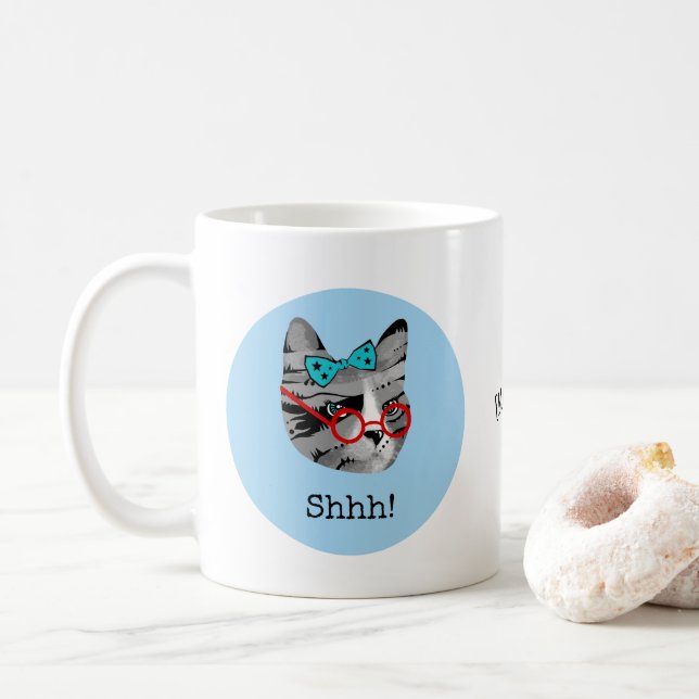 Mug Chat de bibliothécaire (Avec donut)