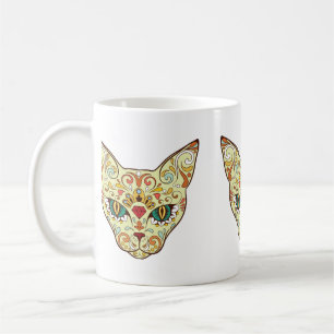 Mug Chat de crâne de sucre - conception de tatouage