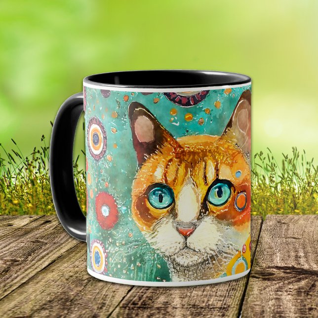Mug Chat de gingembre style Klimt coloré (Créateur téléchargé)