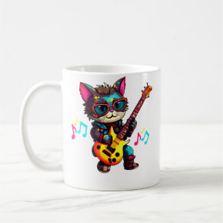 Mug Chat de guitare électrique faisant du rock Musique