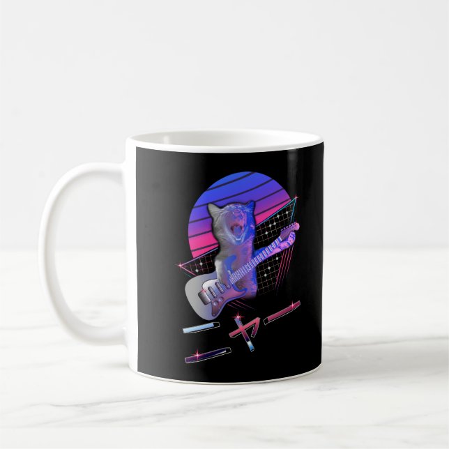 Mug Chat de guitare électrique Vaporwave 80s 90s Music (Gauche)