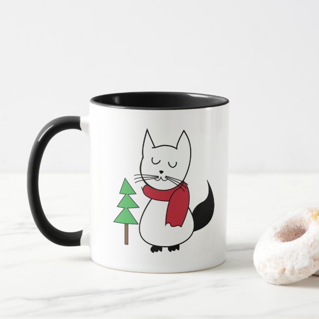 Mug Chat de l'Arbre de Noël (Avec donut)