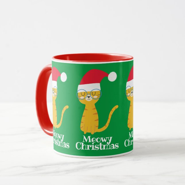 Mug Chat de Noël amusant (Devant gauche)