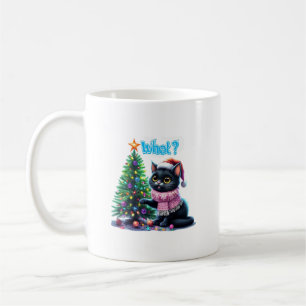 Mug Chat de Noël amusant Avec Sticker Arbre