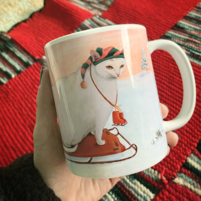 Mug Chat de Noël blanc en neige (Créateur téléchargé)