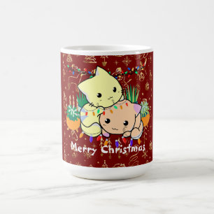 Mug chat de noël mignon, personnaliser texte personnal