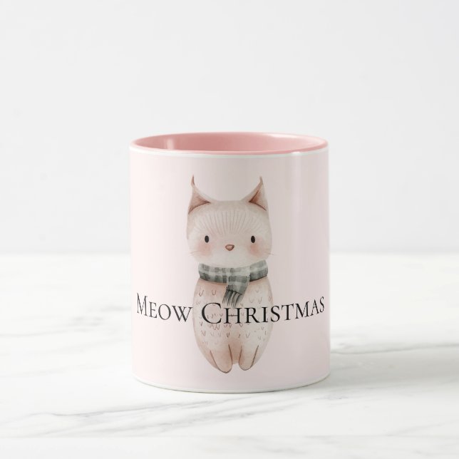 Mug Chat de Noël rose vif (Centre)