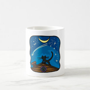 Mug Chat De Nuit Sur Un Toit