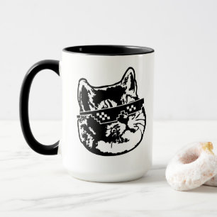 Mug Chat de respiration lourde avec des lunettes de