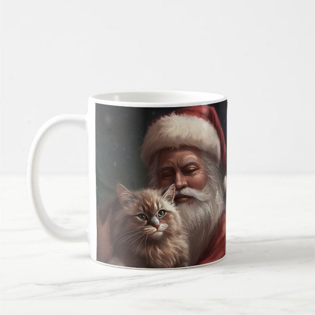 Mug Chat de Sibérie avec Noël Festif du Père Noël (Gauche)