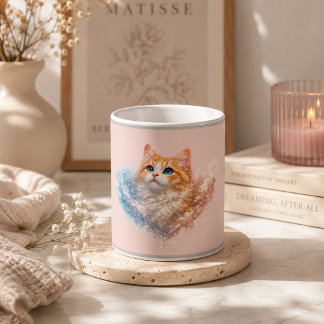 Mug Chat de style rose