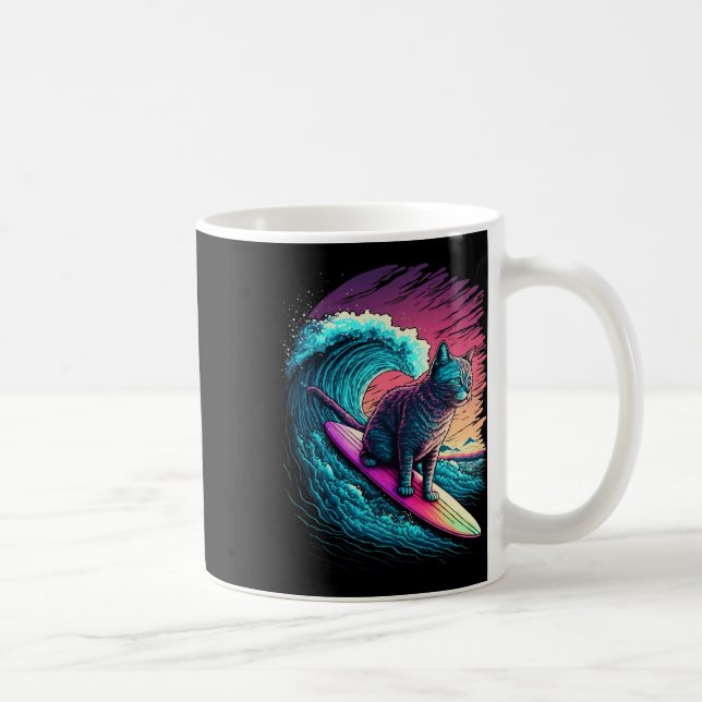Mug Chat de surf rétro synthwave vaporwave des années  (Droite)