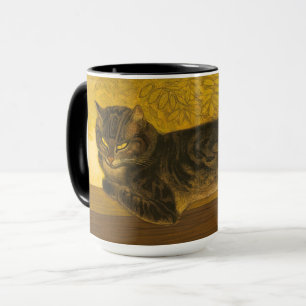 Mug Chat d'été sur Balustrade Vintage Portrait de chat